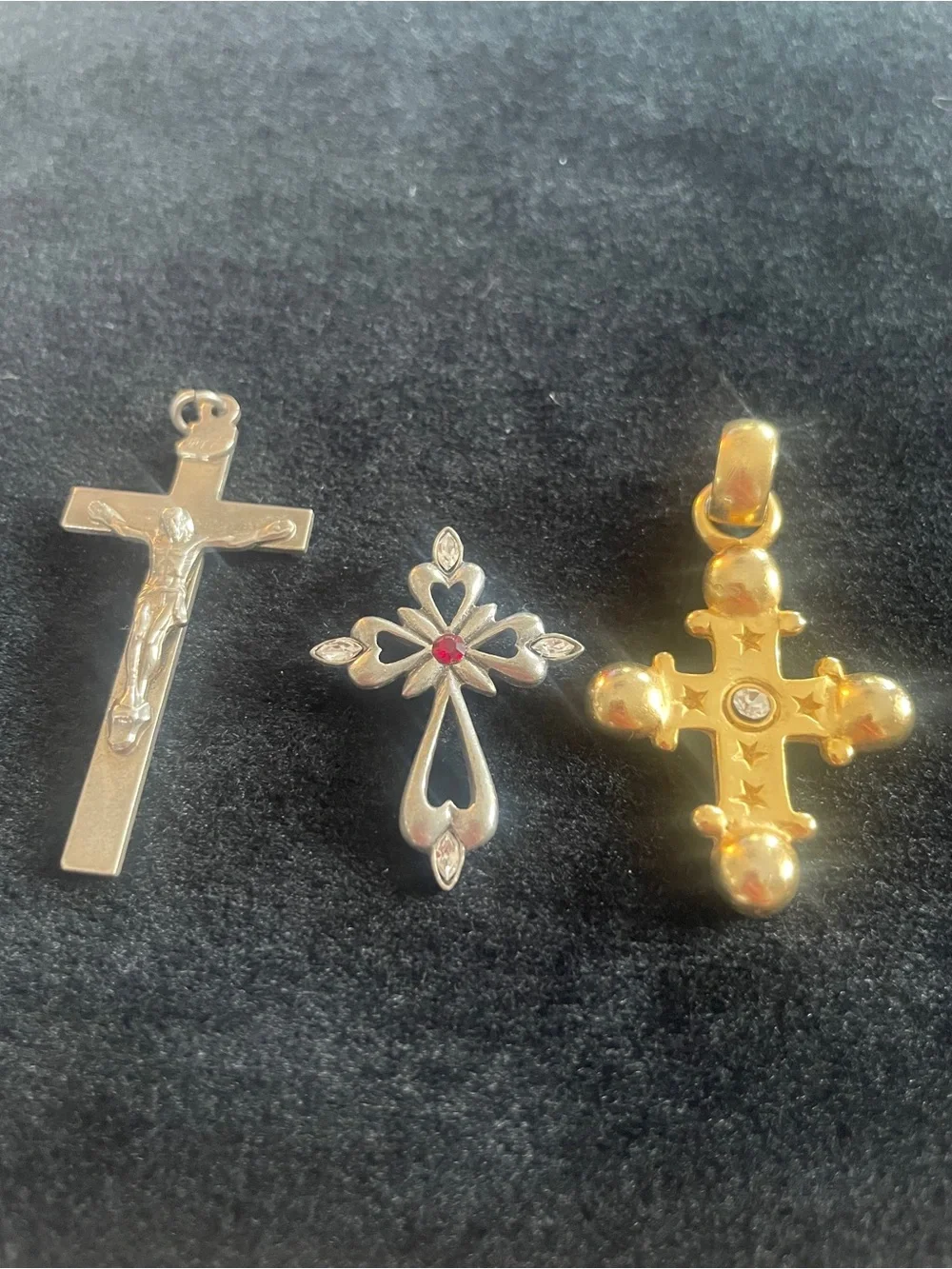 Lot of 3 Elegant vintage Cross Pendants Trio